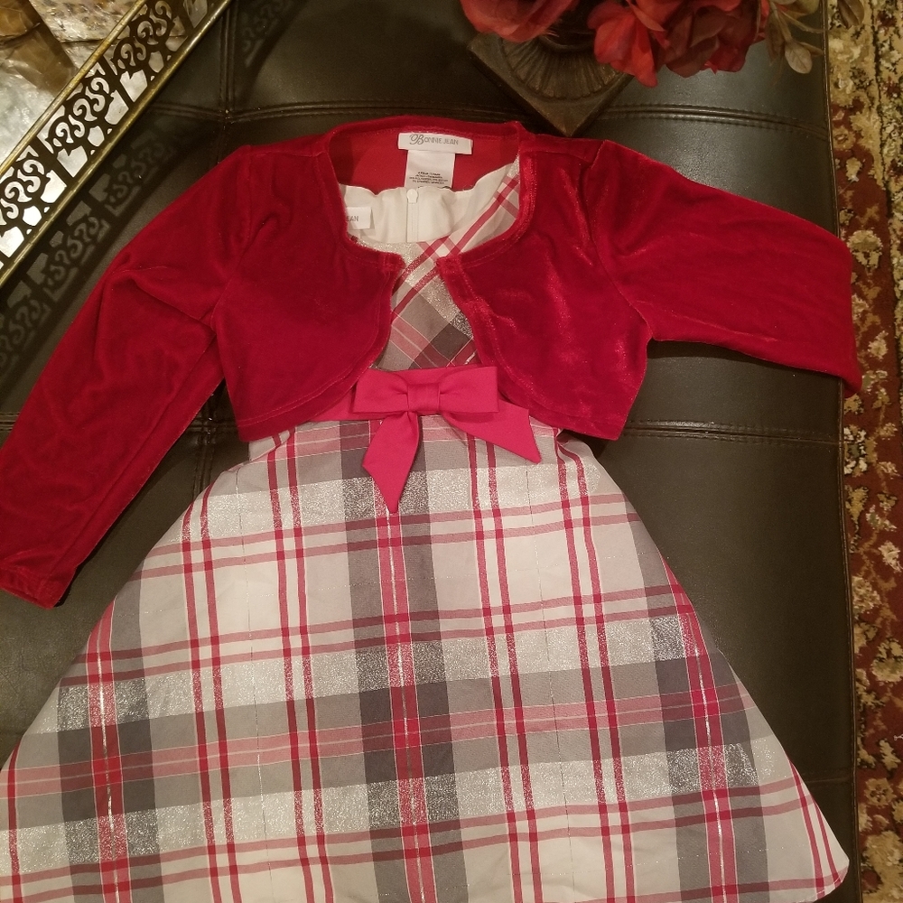 Cute plaid dress with cardigan